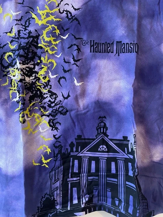 Disney Purple Tie-Dye Haunted Mansion Boxy Tee with Yellow Accents - Picture 2 of 5
